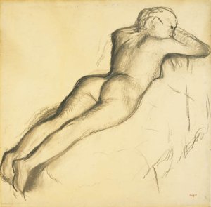 Femme nue assise, s'essuyant