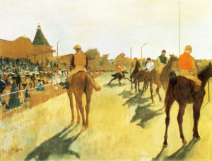 Racehorses in Front of the Grandstand 1866-68